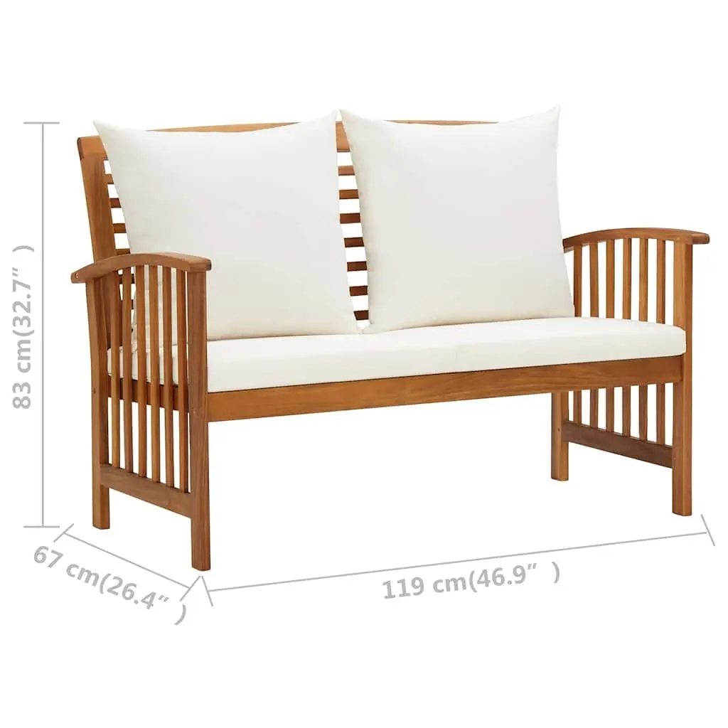 3 Piece Garden Lounge Set with Cushions Outdoor Patio Furniture Acacia Wood