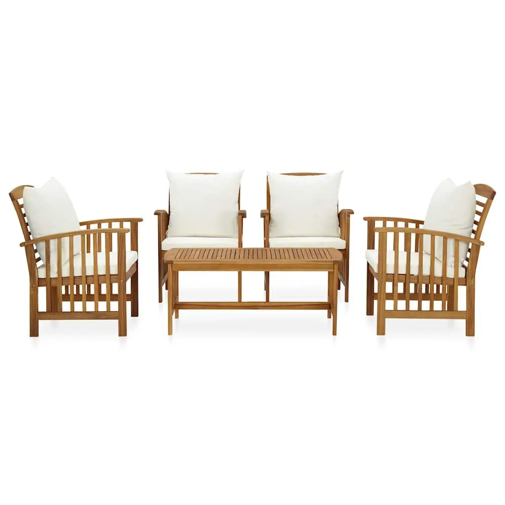 5 Piece Outdoor Garden Lounge Set with Cushions Solid Wood Patio Furniture
