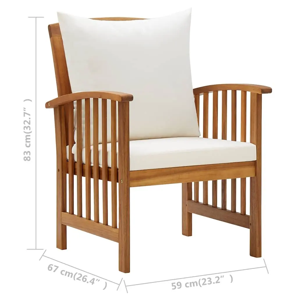 5 Piece Outdoor Garden Lounge Set with Cushions Solid Wood Patio Furniture