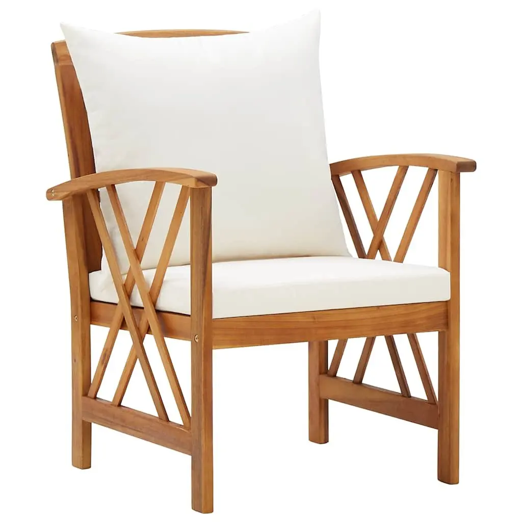 5 Piece Garden Lounge Set with Cushions Outdoor Patio Furniture White Acacia