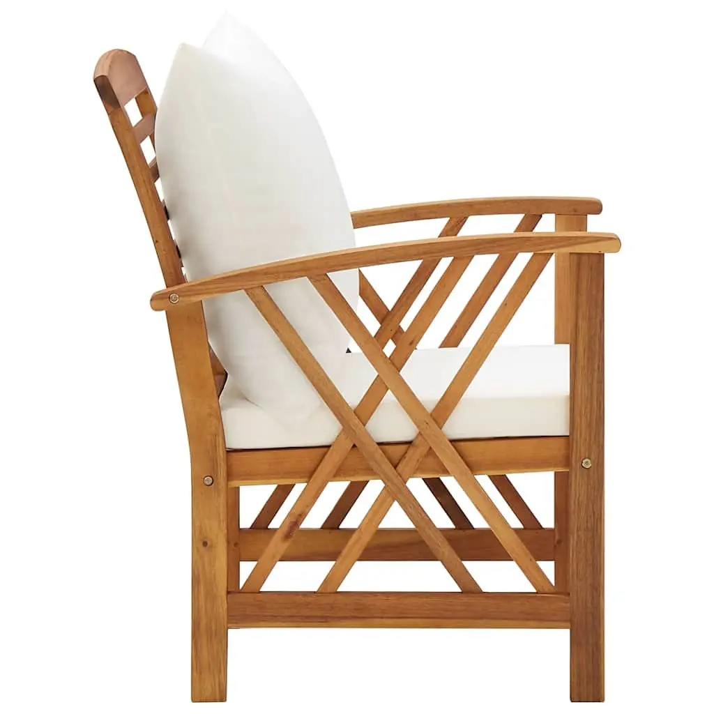 5 Piece Garden Lounge Set with Cushions Outdoor Patio Furniture White Acacia
