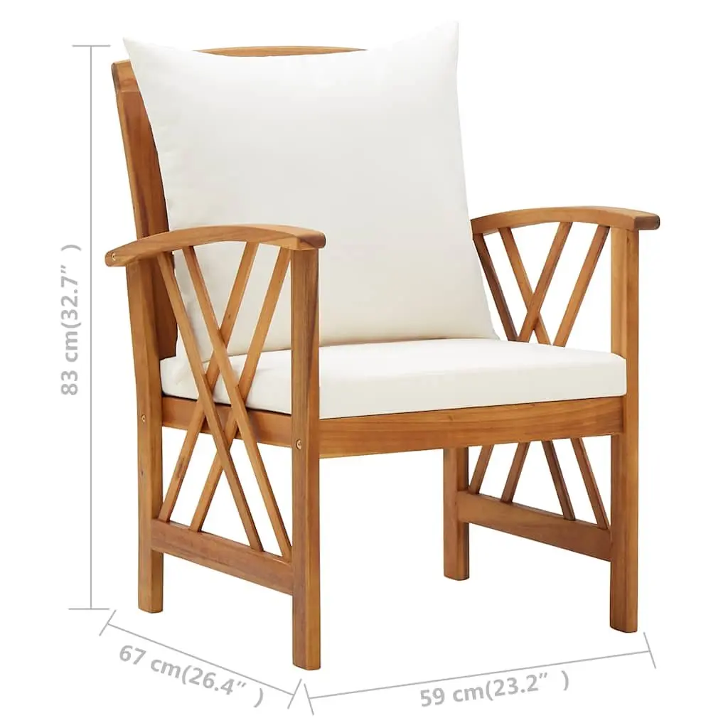 5 Piece Garden Lounge Set with Cushions Outdoor Patio Furniture White Acacia