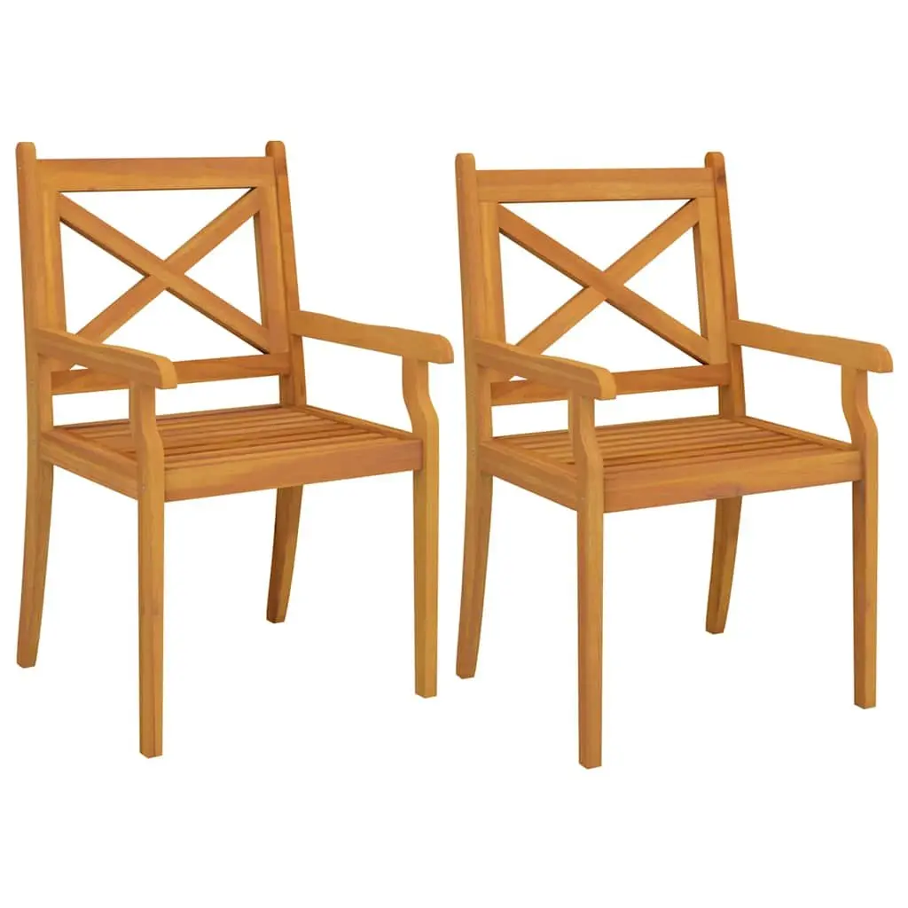 3 Piece Garden Dining Set Solid Acacia Wood Slatted Patio Outdoor Furniture