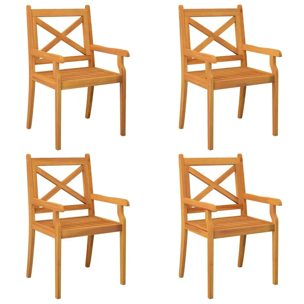 5 Piece Garden Dining Set Solid Acacia Wood Outdoor Patio Furniture Brown