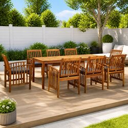 Garden Dining Set 9 Piece Outdoor Furniture Solid Acacia Wood Table Chairs