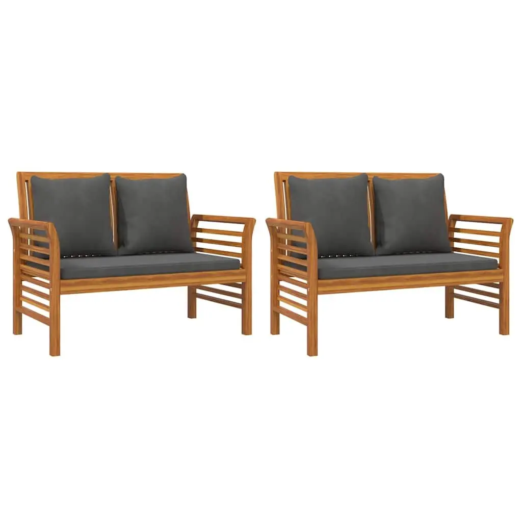 5 Piece Outdoor Garden Lounge Set Brown Acacia Wood Furniture with Cushions