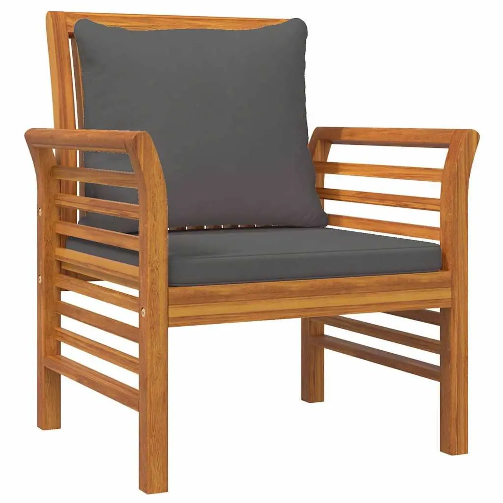 5 Piece Outdoor Garden Lounge Set Brown Acacia Wood Furniture with Cushions