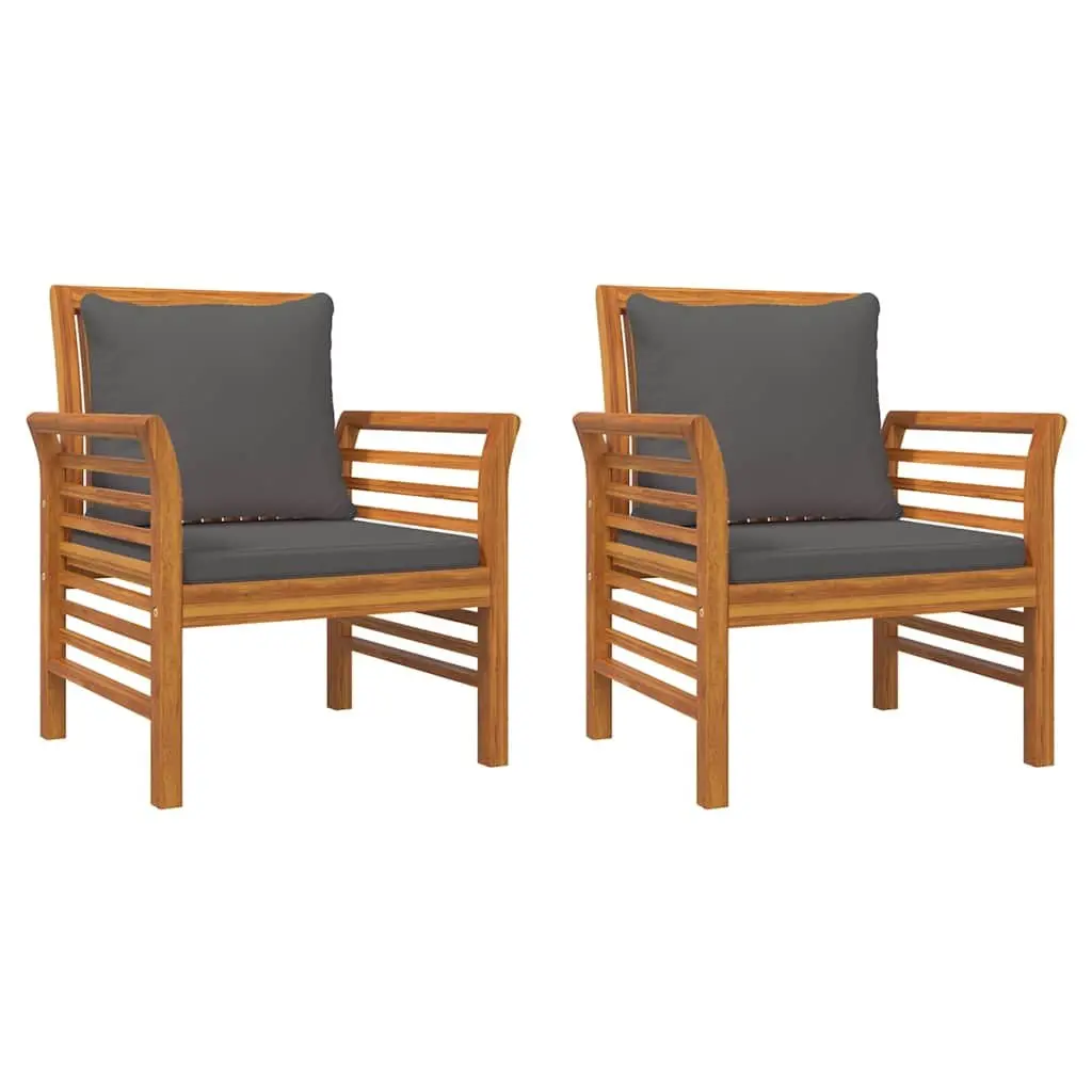 5 Piece Outdoor Garden Lounge Set Brown Acacia Wood Furniture with Cushions
