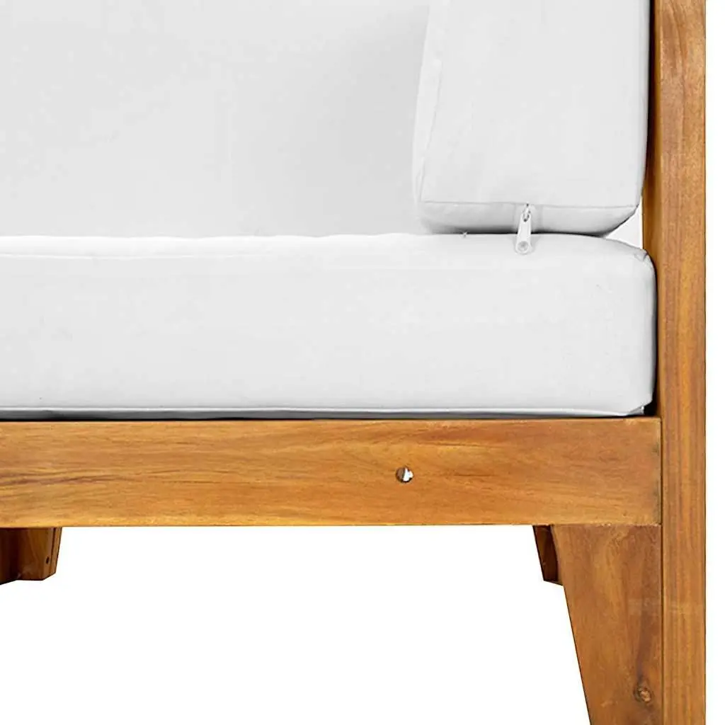 Garden Lounge Set 7 Piece Outdoor Furniture Solid Acacia Wood White Cushions