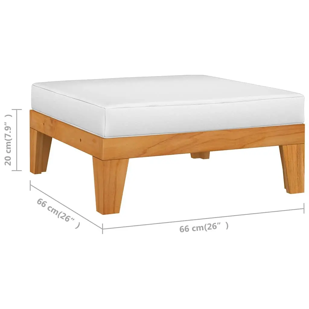 Garden Lounge Set 7 Piece Outdoor Furniture Solid Acacia Wood White Cushions