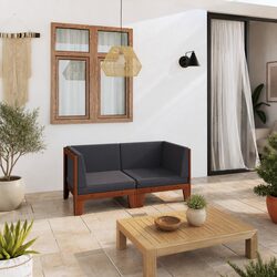 2-Seater Outdoor Sofa with Cushions Solid Acacia Wood Garden Patio Furniture