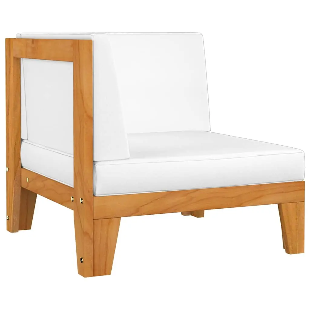 3 Piece Garden Lounge Set Solid Acacia Wood Outdoor Furniture White Cushions