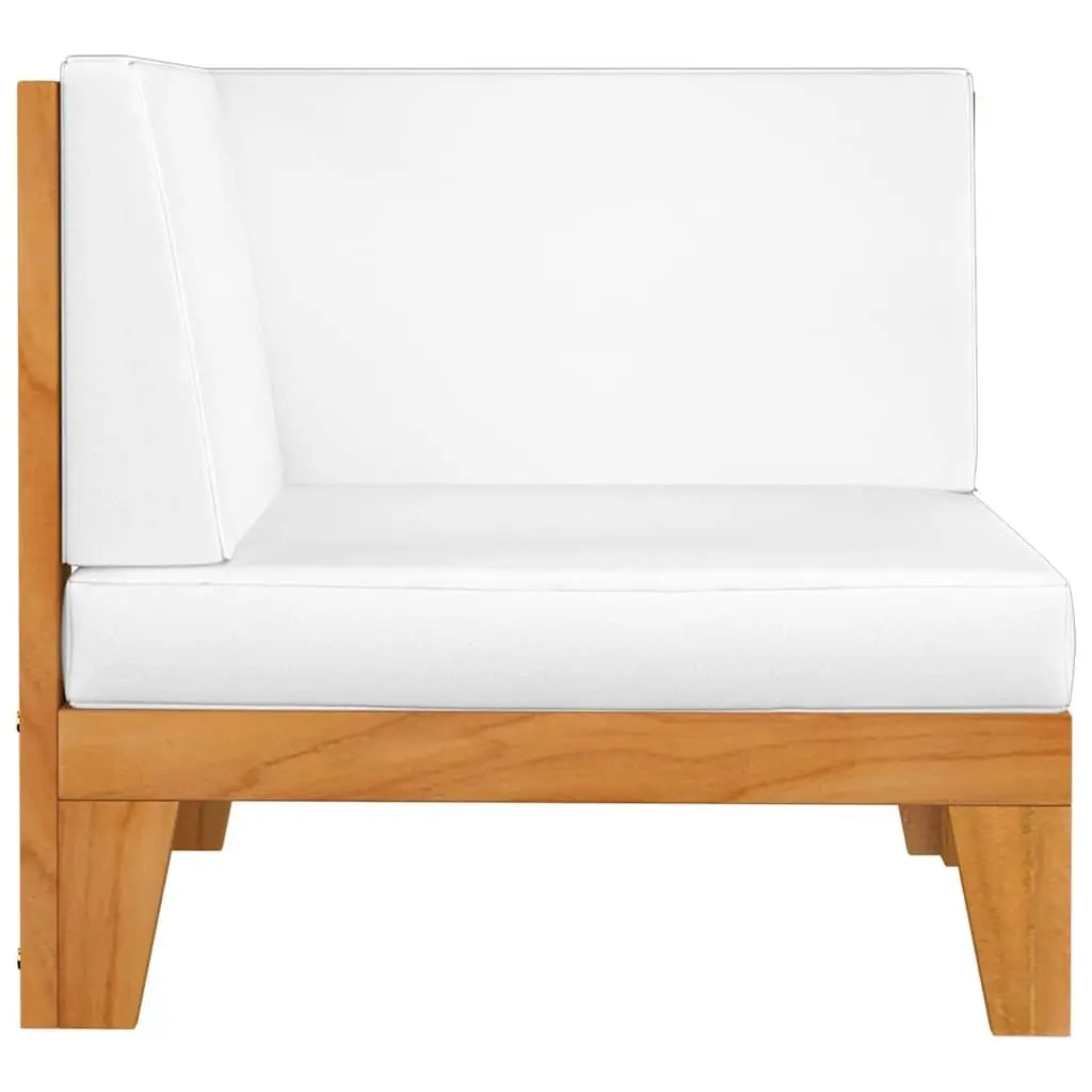 3 Piece Garden Lounge Set Solid Acacia Wood Outdoor Furniture White Cushions