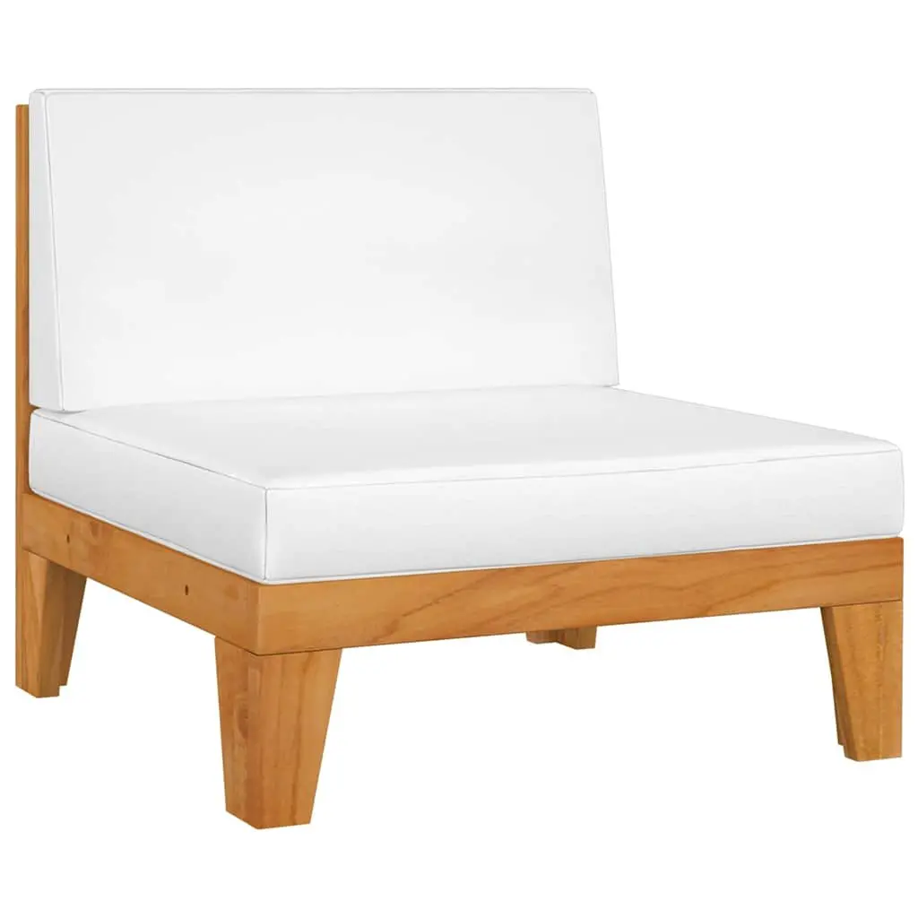 3 Piece Garden Lounge Set Solid Acacia Wood Outdoor Furniture White Cushions