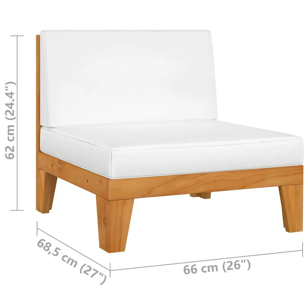 3 Piece Garden Lounge Set Solid Acacia Wood Outdoor Furniture White Cushions