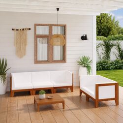 Garden Lounge Set 6 Piece Outdoor Furniture Patio Sofa with Cushions White