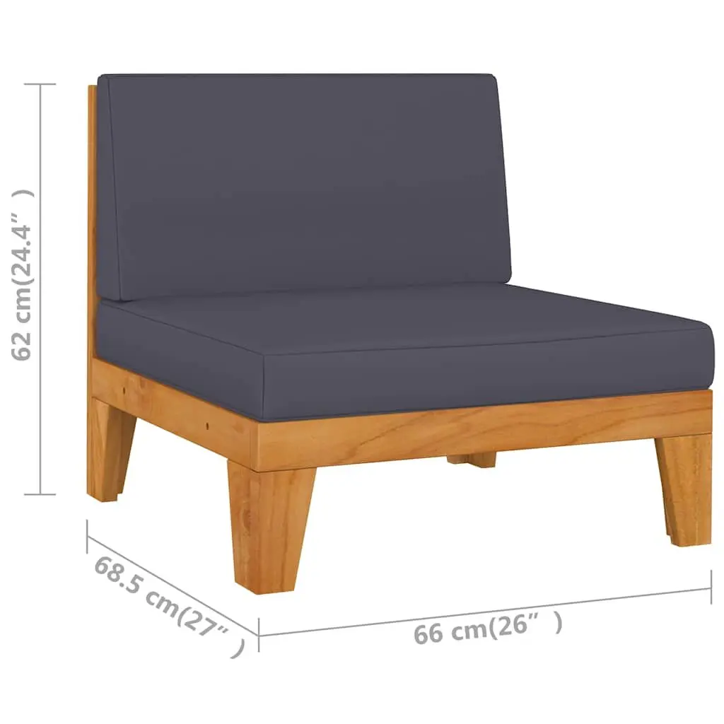 7 Piece Garden Lounge Set Grey Outdoor Furniture Acacia Cushions Modular