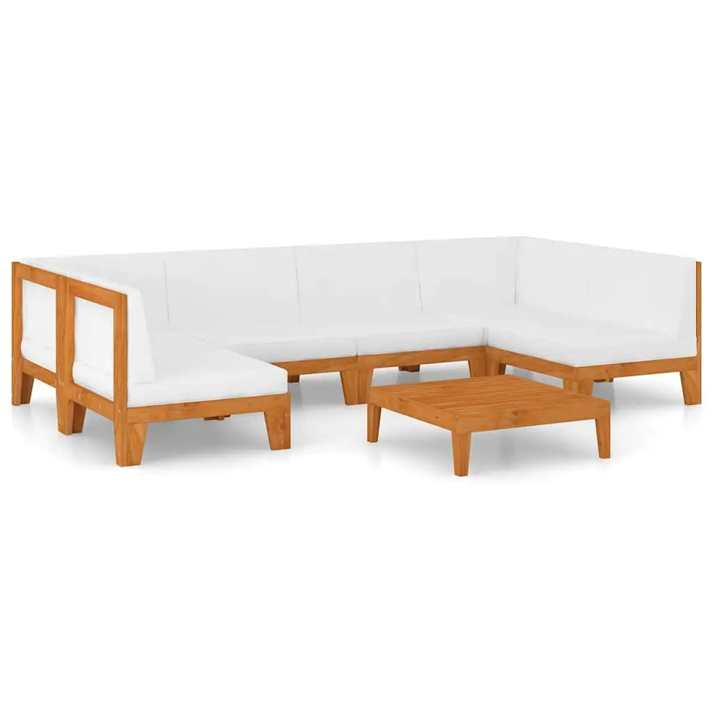 Garden Lounge Set 7 Piece Outdoor Furniture Acacia Wood White