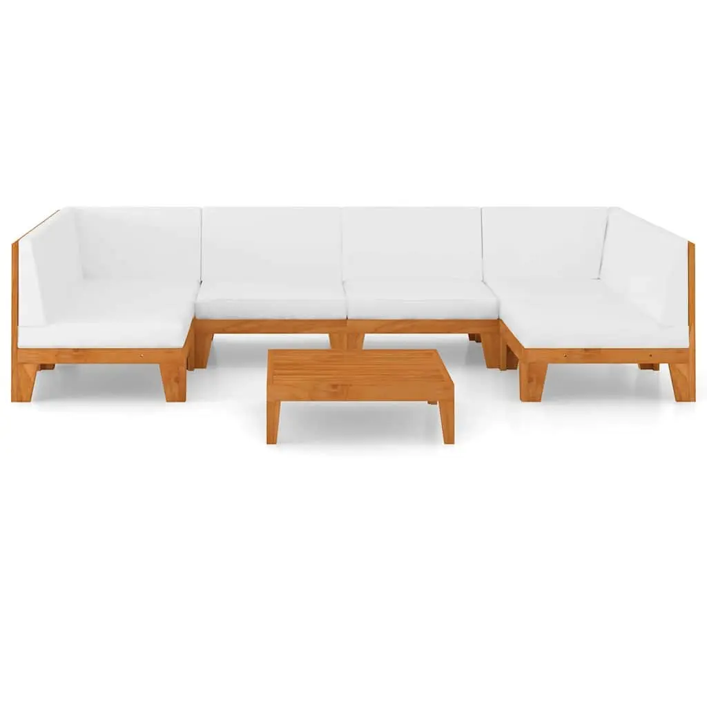 Garden Lounge Set 7 Piece Outdoor Furniture Acacia Wood White
