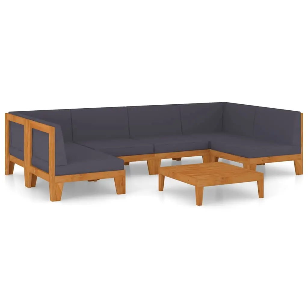 7 Piece Garden Lounge Set Outdoor Furniture with Cushions Acacia Wood Grey