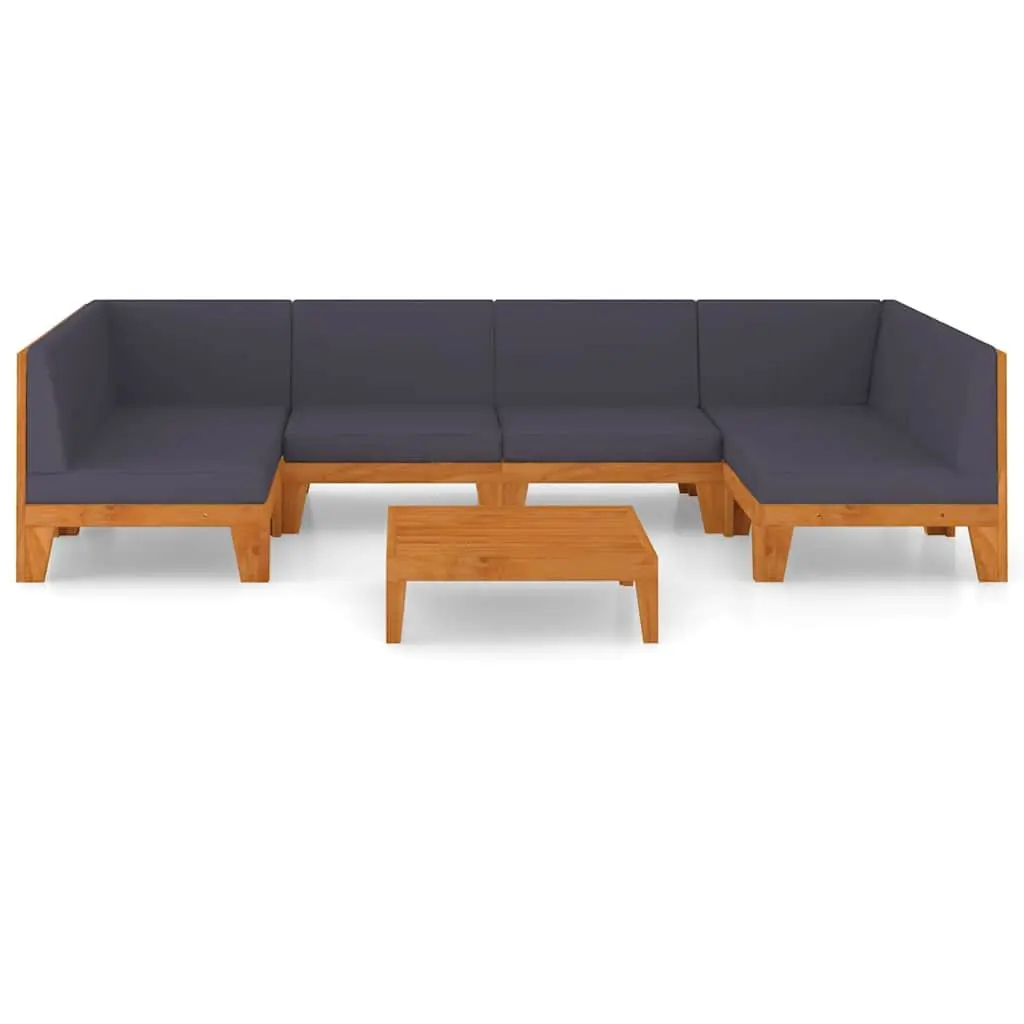 7 Piece Garden Lounge Set Outdoor Furniture with Cushions Acacia Wood Grey
