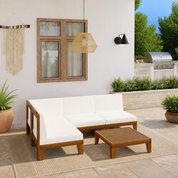 5 Piece Garden Lounge Set Outdoor Furniture with Cushions Solid Wood Patio