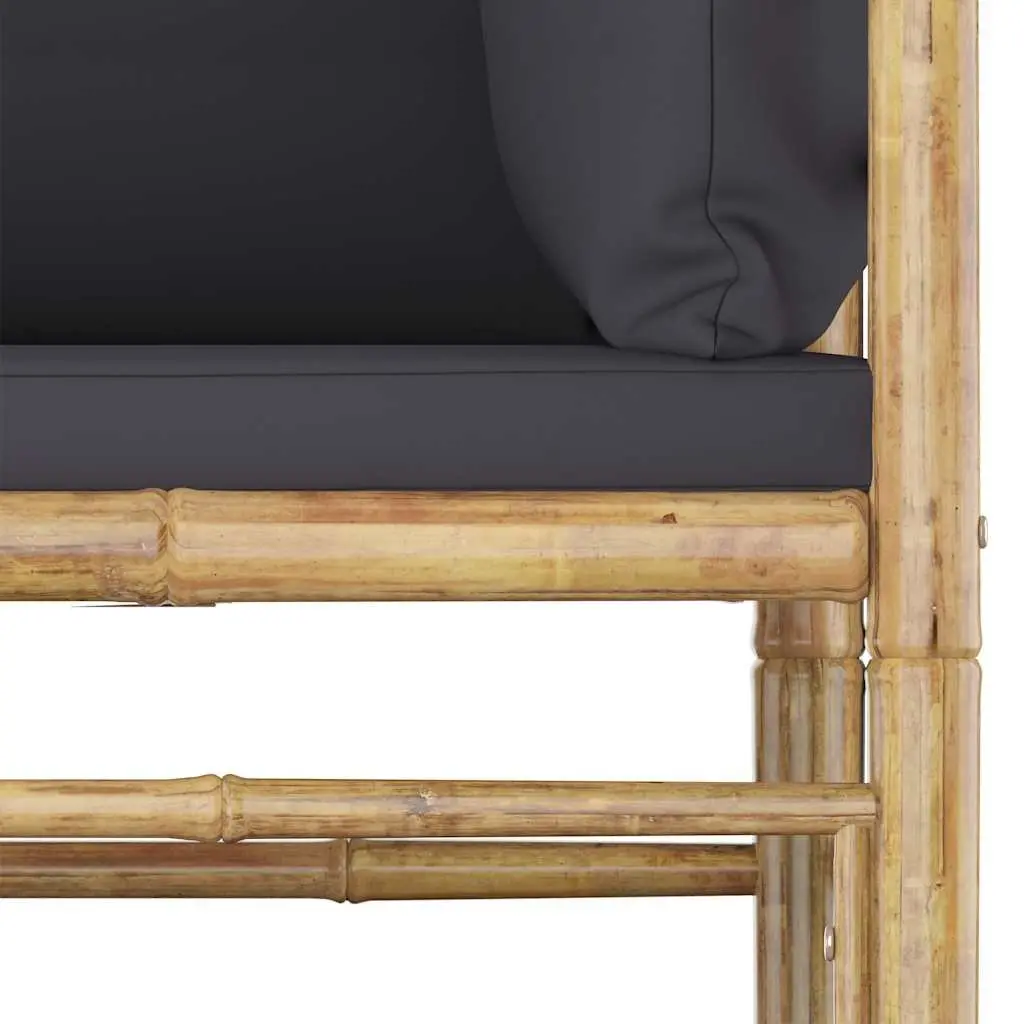 5 Piece Bamboo Garden Lounge Set Outdoor Furniture with Grey Cushions Modular