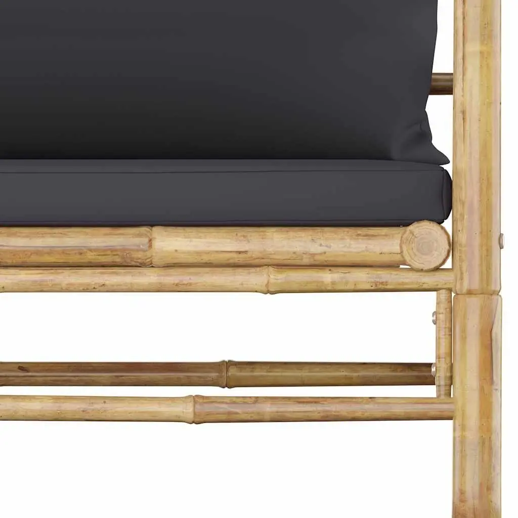 Garden Lounge Set Modular Bamboo 8 Piece Outdoor Furniture Dark Grey Cushions
