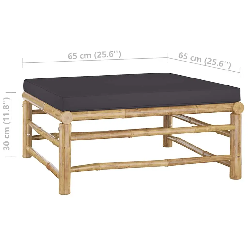Outdoor Garden Lounge Set 12 Pieces Bamboo Modular Furniture with Grey Cushions