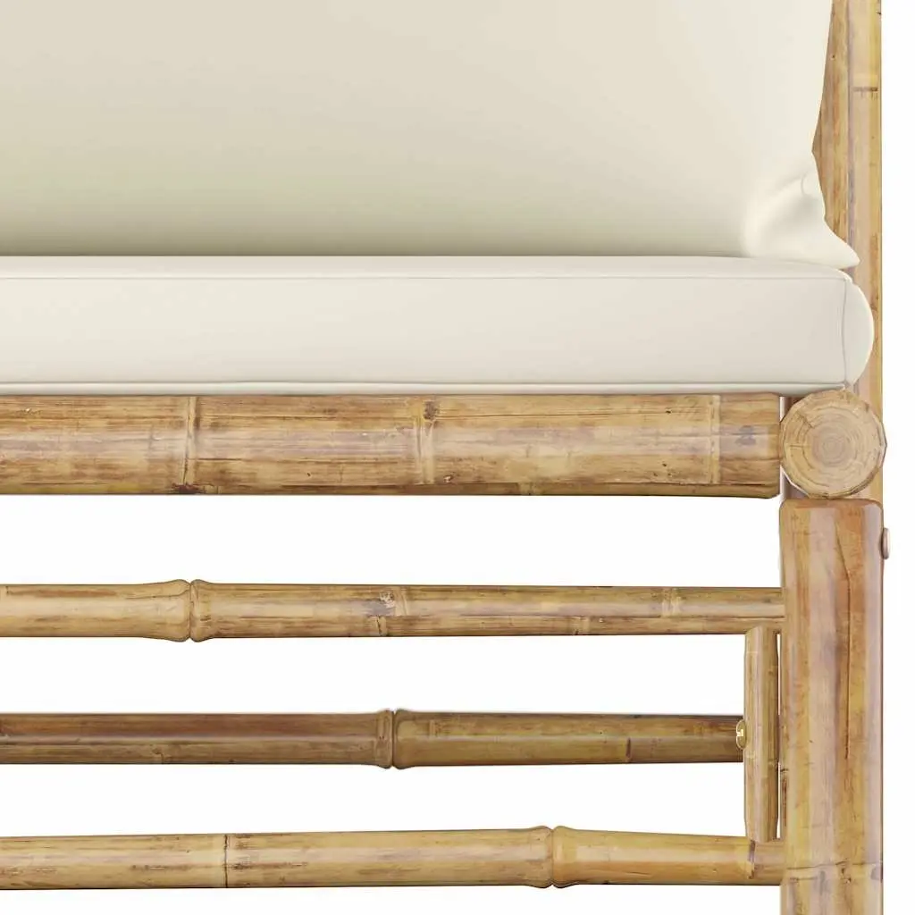 4 Piece Bamboo Garden Lounge Set Outdoor Furniture with Cream Cushions Modular