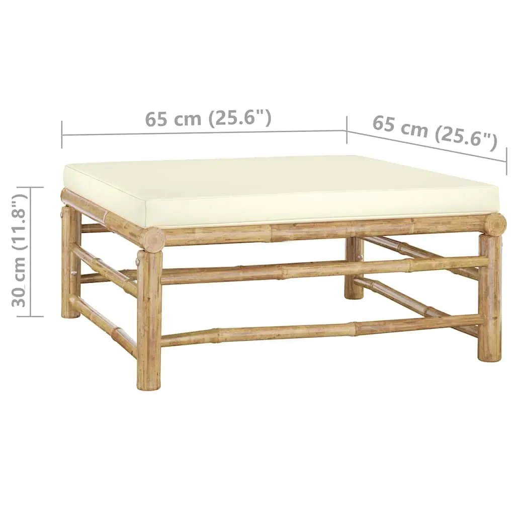 4 Piece Bamboo Garden Lounge Set Outdoor Furniture with Cream Cushions Modular