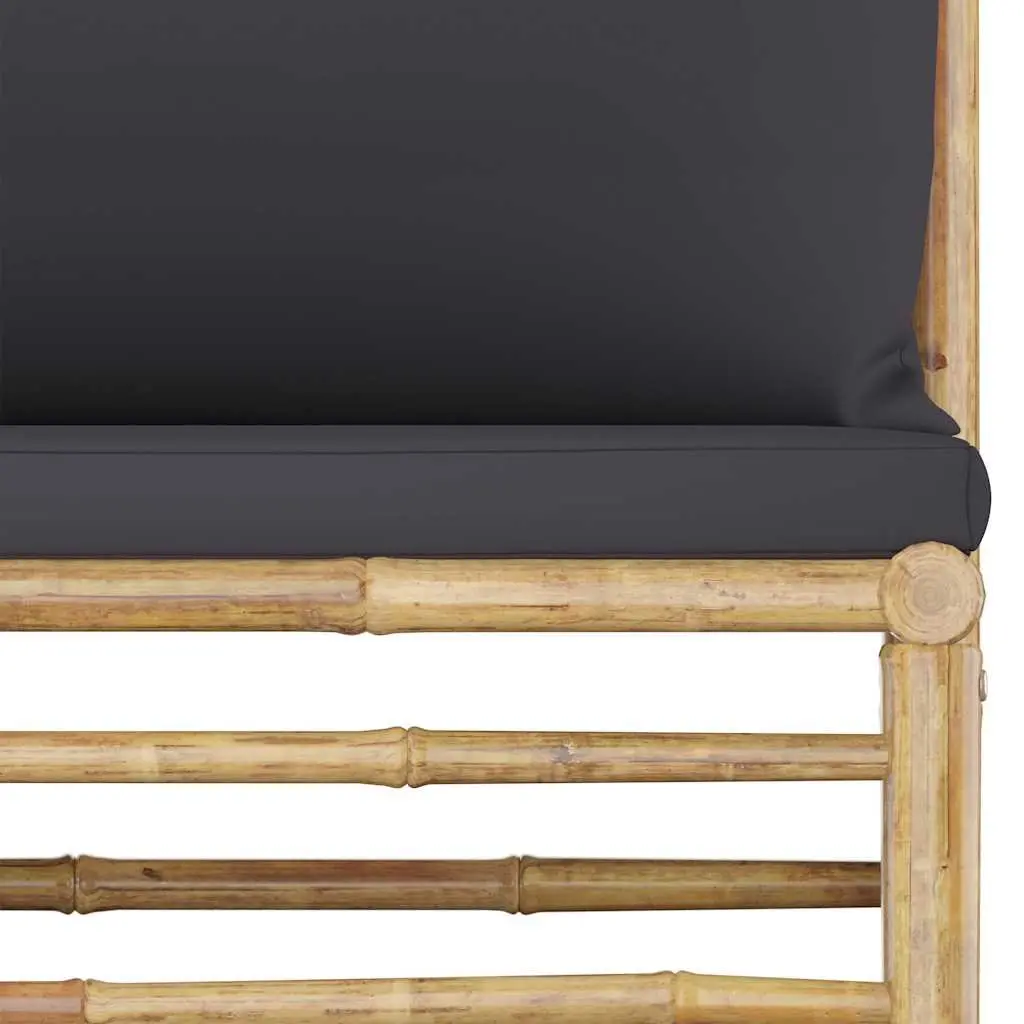 Bamboo Garden Lounge Set 7 Piece Outdoor Furniture with Grey Cushions Modular