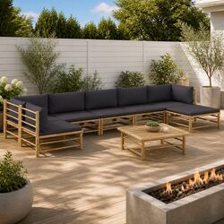 Garden Lounge Set 8 Piece Outdoor Furniture Bamboo Modular Lounge Suite