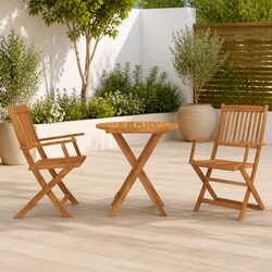 Folding Garden Dining Set 3 Piece Outdoor Table Chairs Patio Furniture Brown