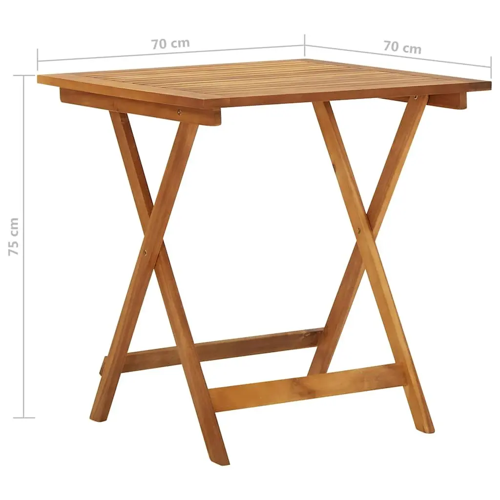 Folding Garden Dining Set 3 Piece Outdoor Furniture Table Chairs Brown Wood