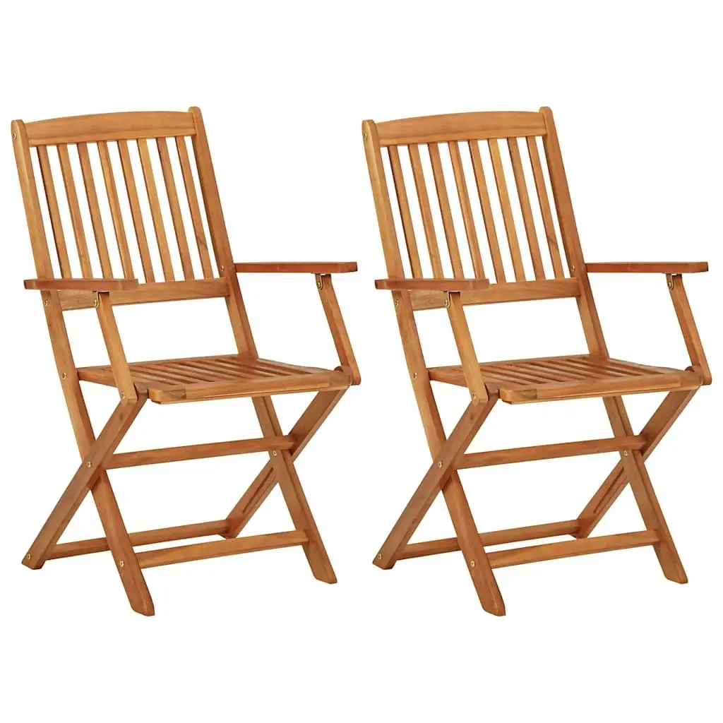 Folding Garden Dining Set 3 Piece Outdoor Furniture Table Chairs Brown Wood