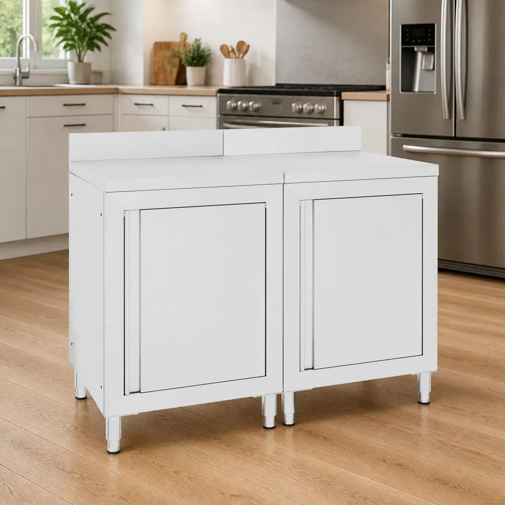 Commercial Work Table Cabinet Stainless Steel 120x60x96cm Kitchen Storage