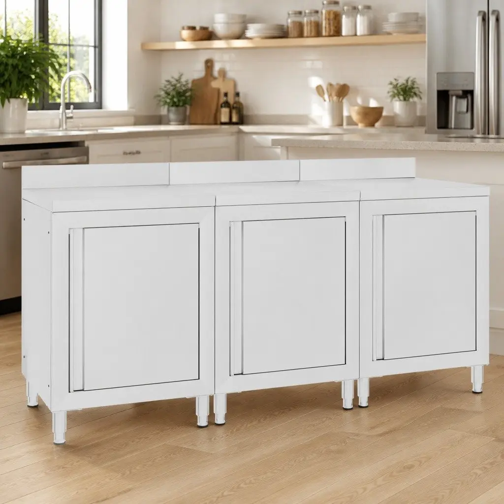 Commercial Work Table Cabinet Stainless Steel Storage 180x60x96 cm