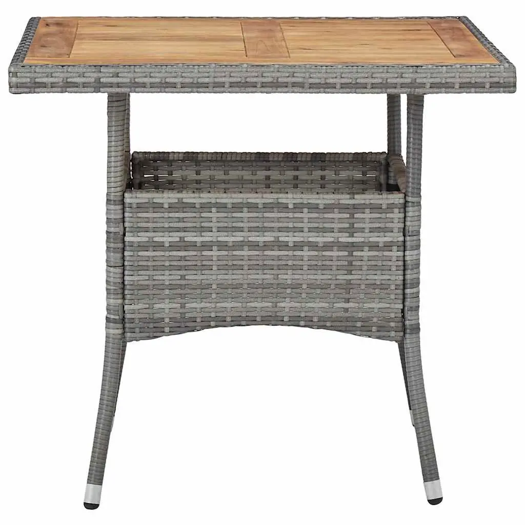 Outdoor Dining Set 3 Piece Grey Rattan Garden Table Chairs with Cushions