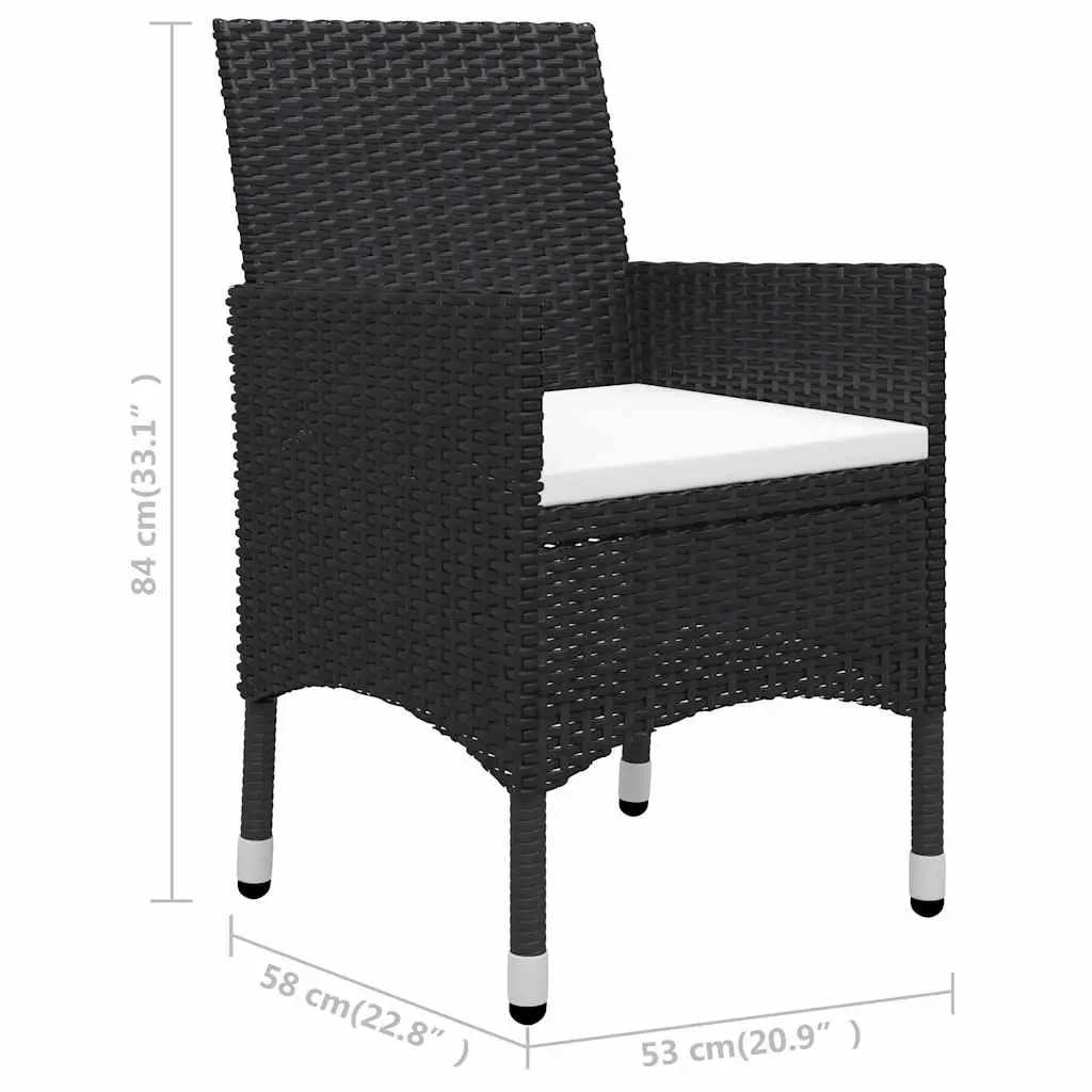 9 Piece Outdoor Dining Set Reinforced Steel Frame Weather Resistant PE Rattan Acacia Wood Tabletop Black