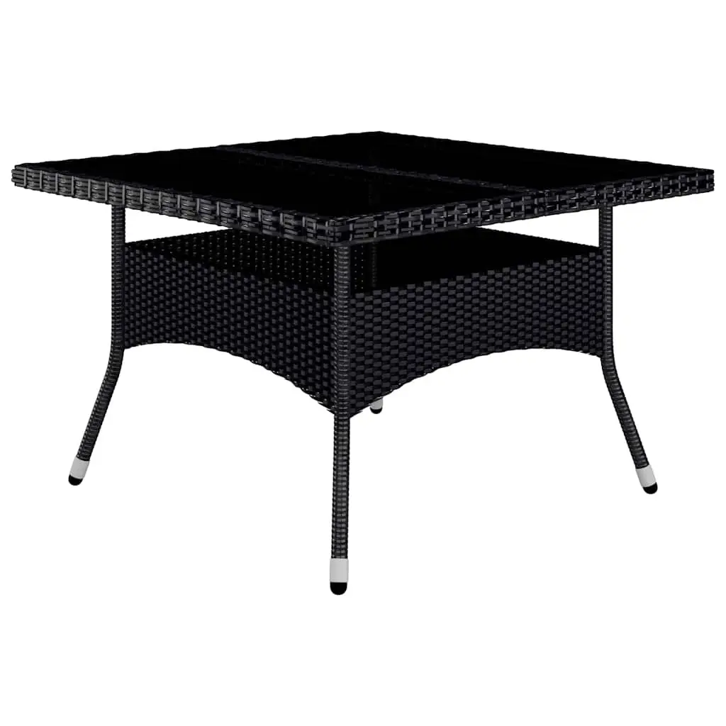 9 Piece Garden Dining Set Outdoor Furniture Weather-Resistant Hand-Woven PE Rattan Acacia Wood Black