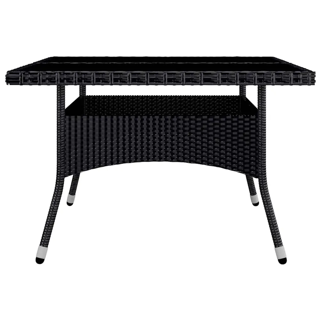 9 Piece Garden Dining Set Outdoor Furniture Weather-Resistant Hand-Woven PE Rattan Acacia Wood Black