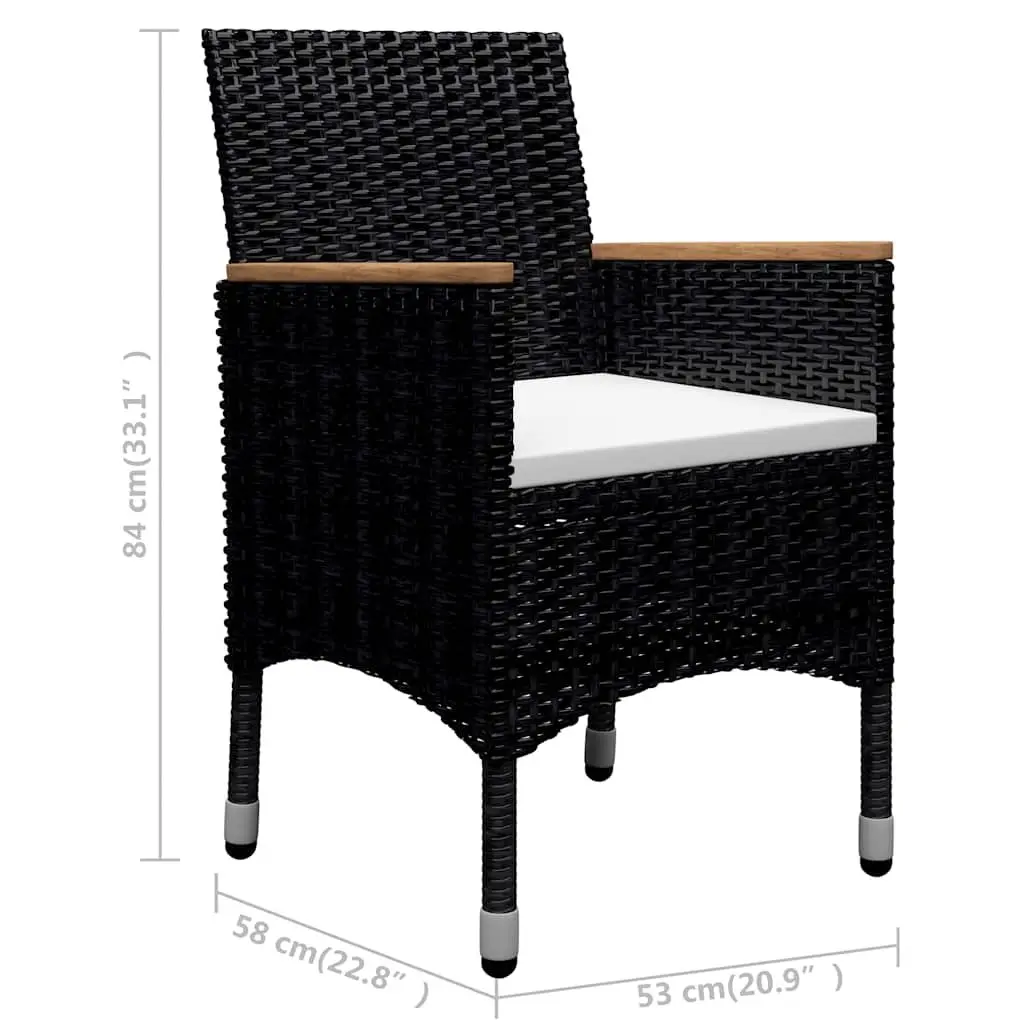 9 Piece Outdoor Dining Set PE Rattan Acacia Wood Black