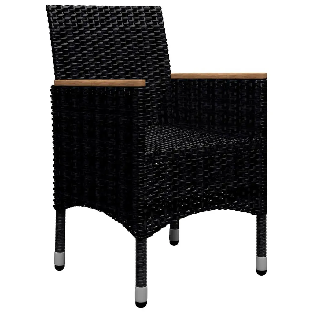 9 Piece Outdoor Dining Set PE Rattan Acacia Wood Black