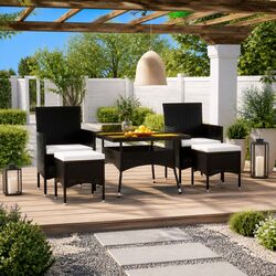Outdoor Dining Set 5 Piece Garden Furniture Black Rattan Table Chairs with