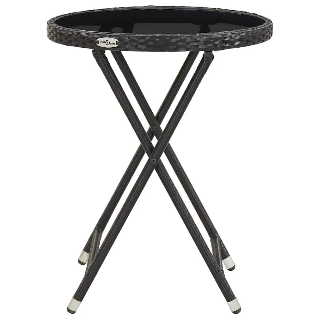 3 Piece Garden Bistro Set Outdoor Furniture Poly Rattan Chairs Table Black