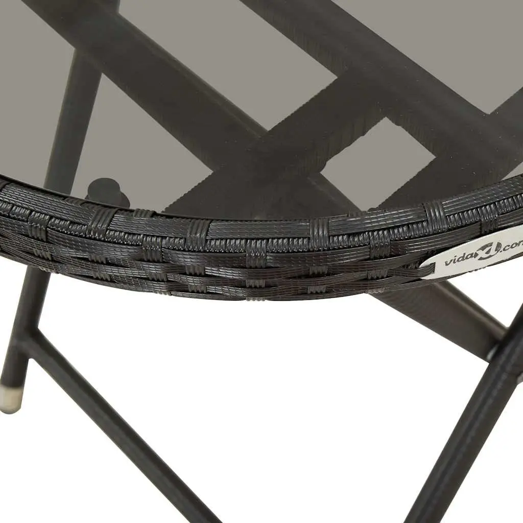 3 Piece Garden Bistro Set Outdoor Furniture Poly Rattan Chairs Table Black