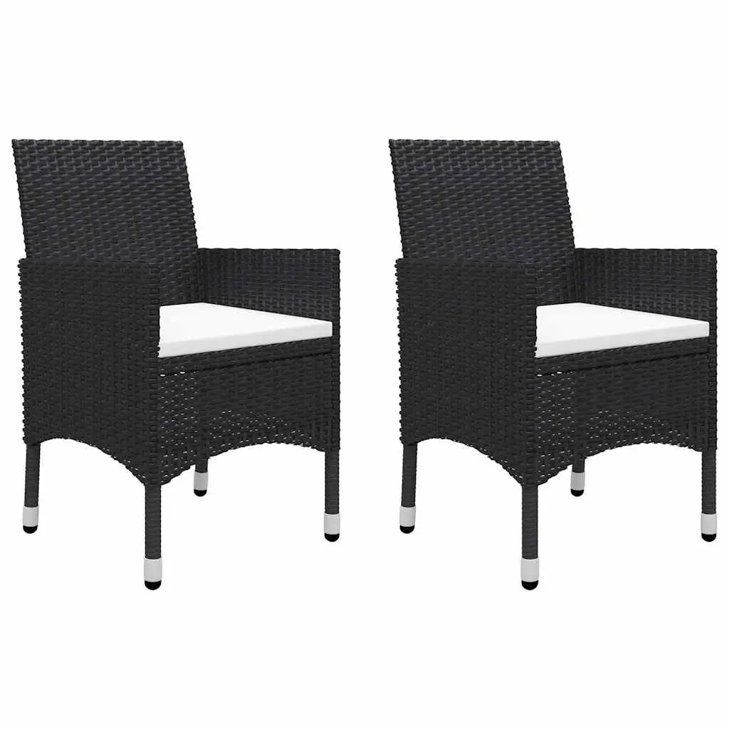 3 Piece Garden Bistro Set Outdoor Furniture Poly Rattan Chairs Table Black