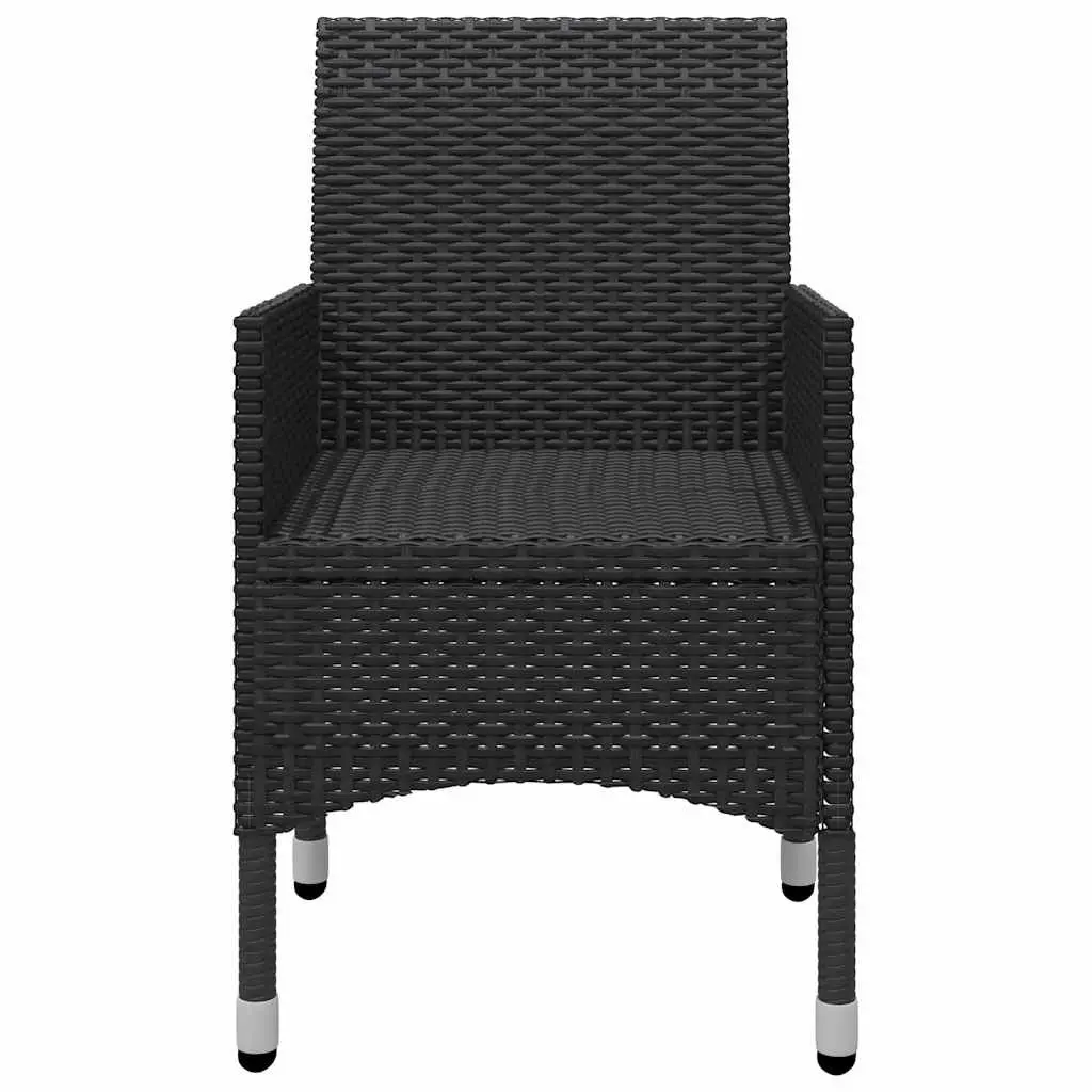 3 Piece Garden Bistro Set Outdoor Furniture Poly Rattan Chairs Table Black