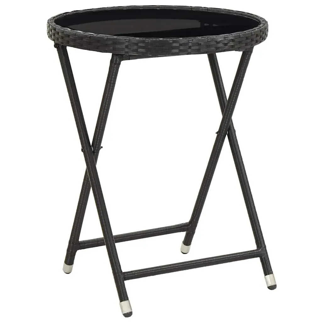 3 Piece Garden Bistro Set Outdoor Furniture Poly Rattan Chairs Table Black